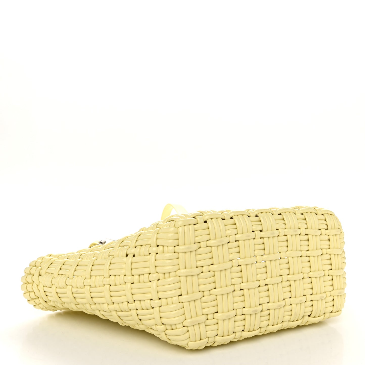 Varnished Faux Calfskin Braided XS Bistro Basket Pale Yellow