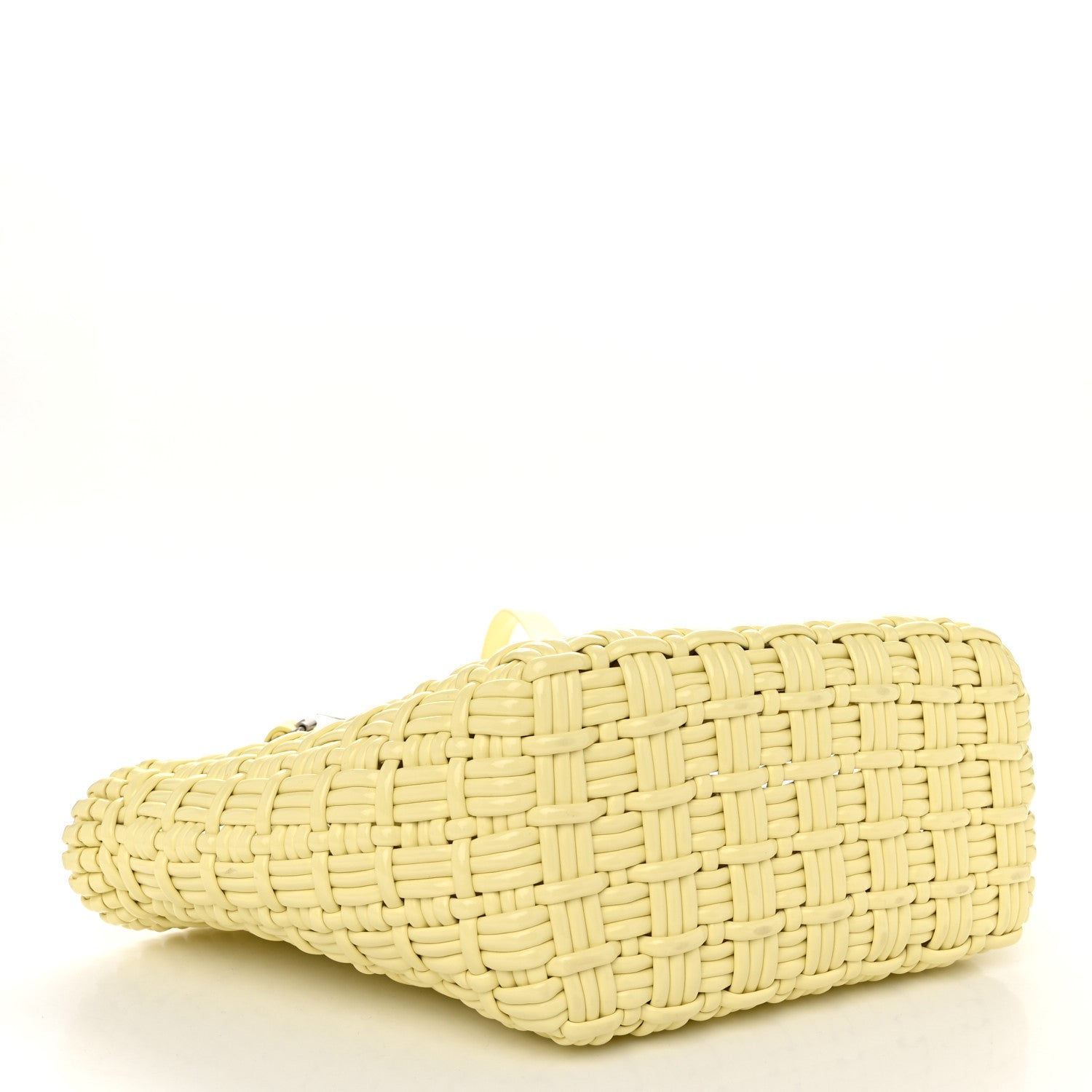 Balenciaga Varnished Faux Calfskin Braided XS Bistro Basket Pale Yellow 4 of 10