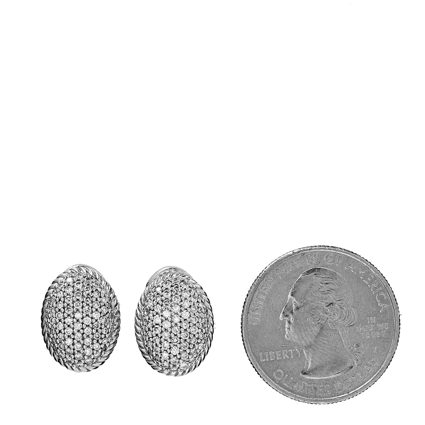 Sterling Silver Diamond Pave Earrings