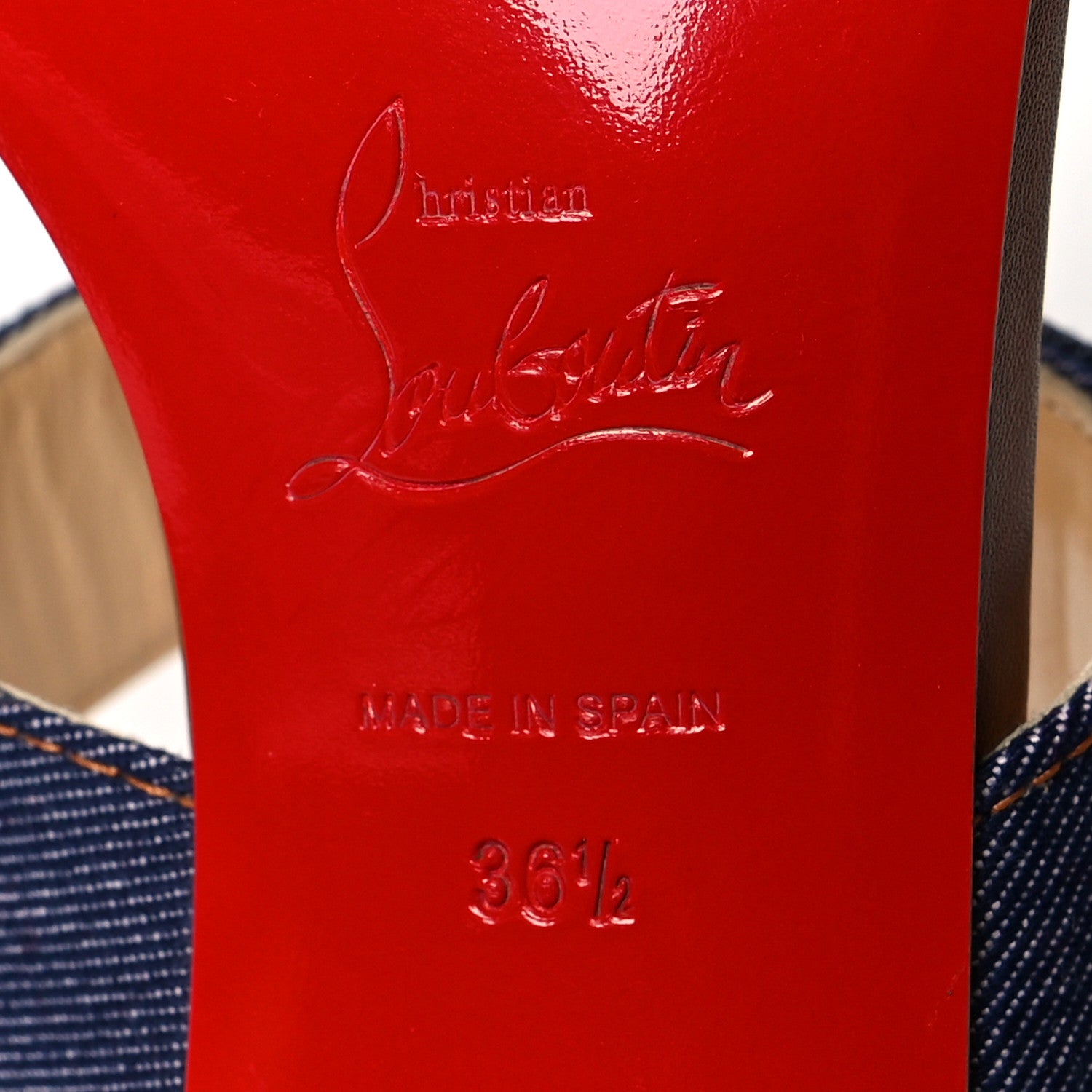 Christian Louboutin Denim Calfskin Sandenim Double Strap Sandal 36.5 Blue 7 of 7