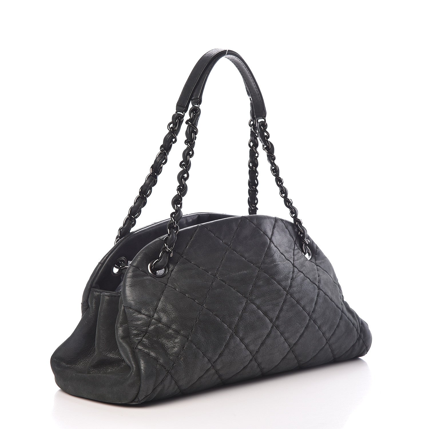 Chanel Iridescent Calfskin Medium Just Mademoiselle Bowling Bag Black 3 of 10