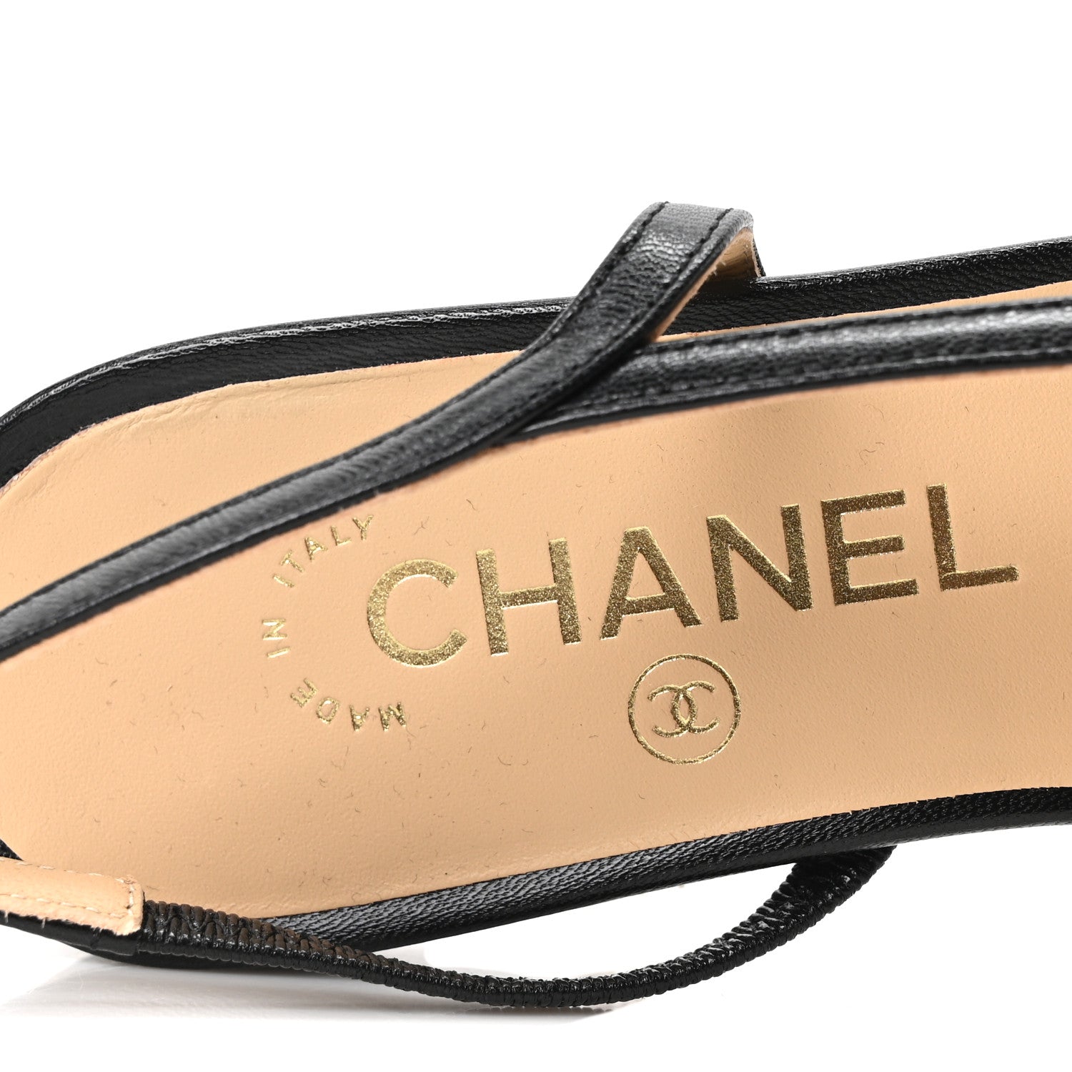 Chanel Goatskin Grosgrain Cap Toe CC Slingback Sandals 37 Black 8 of 10