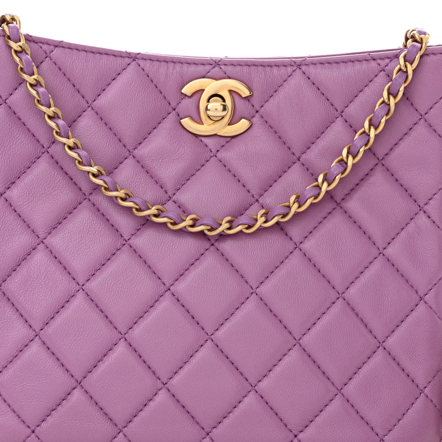 Lambskin Quilted Small Pearl Crush Hobo Purple