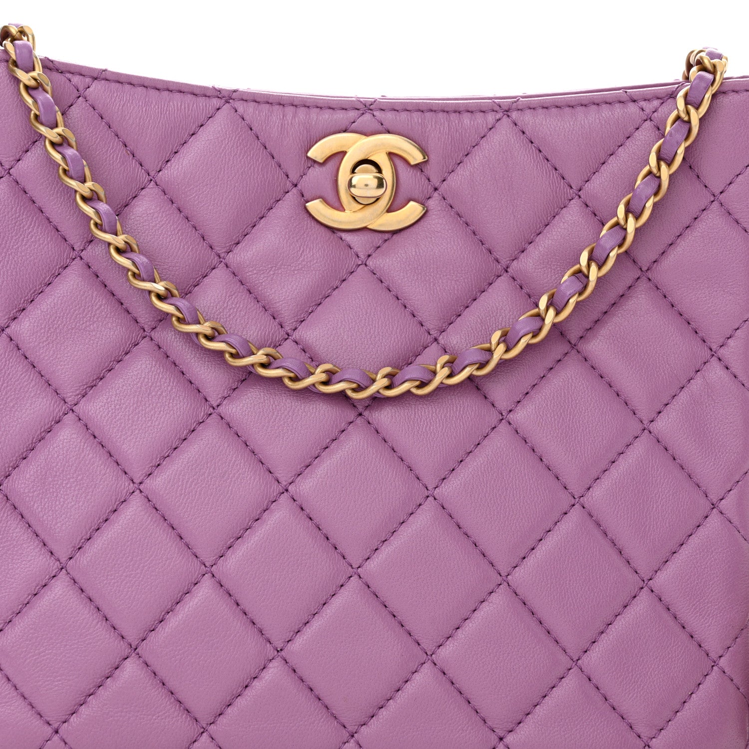 Chanel Lambskin Quilted Small Pearl Crush Hobo Purple 8 of 10