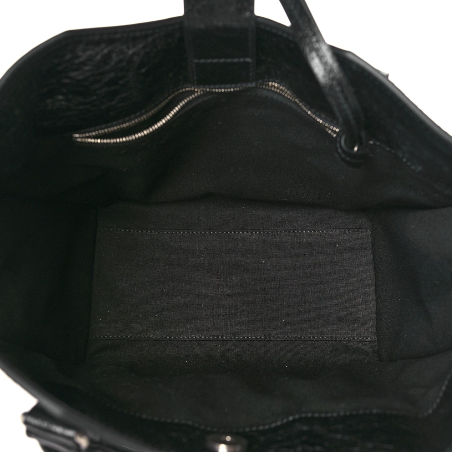 Agneau Arena Neo Classic Silver Hardware Medium Upside Down Tote Black