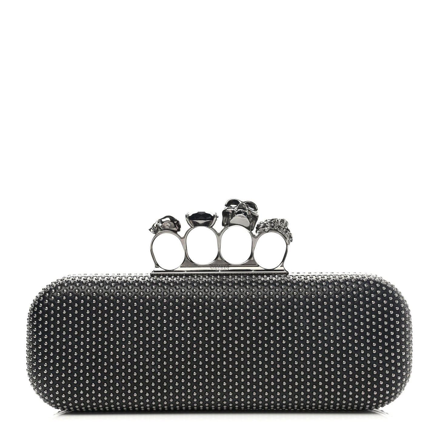 Nappa Studded Knucklebox Clutch Black