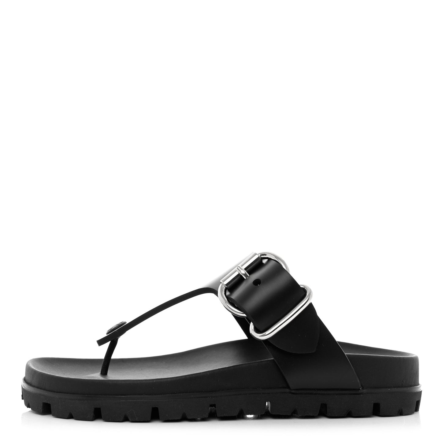 EVA Rubber Buckled Lug Sole 20mm Thong Sandals 37 Black