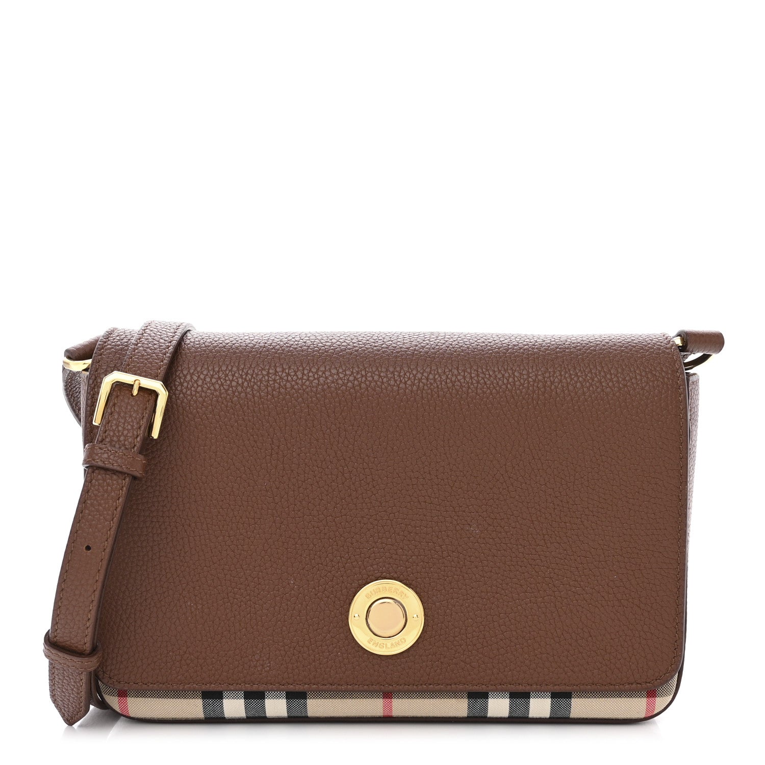 Burberry Calfskin Mini Vintage Check Note Bag Tan 1 of 12