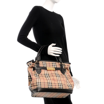 Burberry Haymarket Check Medium Golderton Tote Chocolate 2 of 9