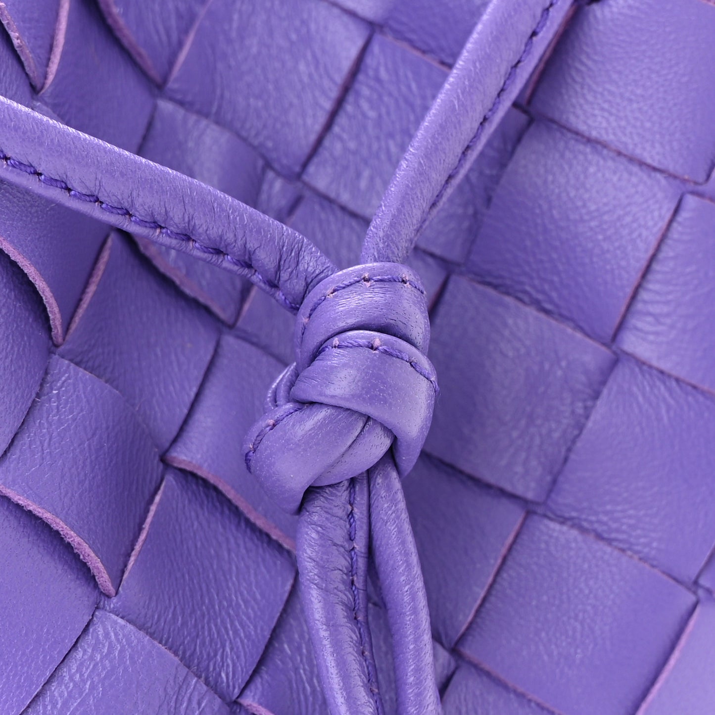 Nappa Intrecciato Small Drawstring Bucket Bag Purple