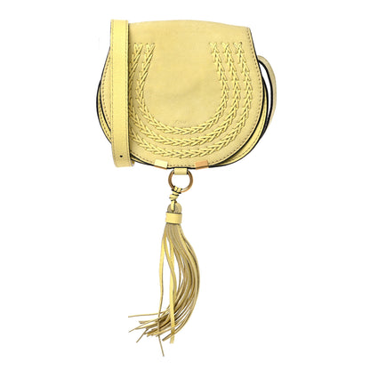 Chloe Suede Calfskin Braided Mini Marcie Round Crossbody Bag Yellow 1 of 16