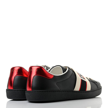 Gucci Calfskin Stripe Mens New Ace Sneakers 7 Black Ecru Red Flame 4 of 8