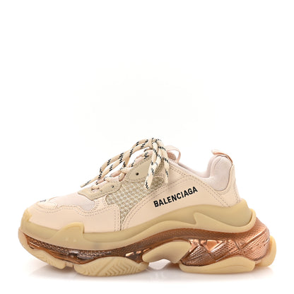 Balenciaga Fabric Mesh Clear Sole Womens Triple S Sneakers 37 Nude 1 of 7