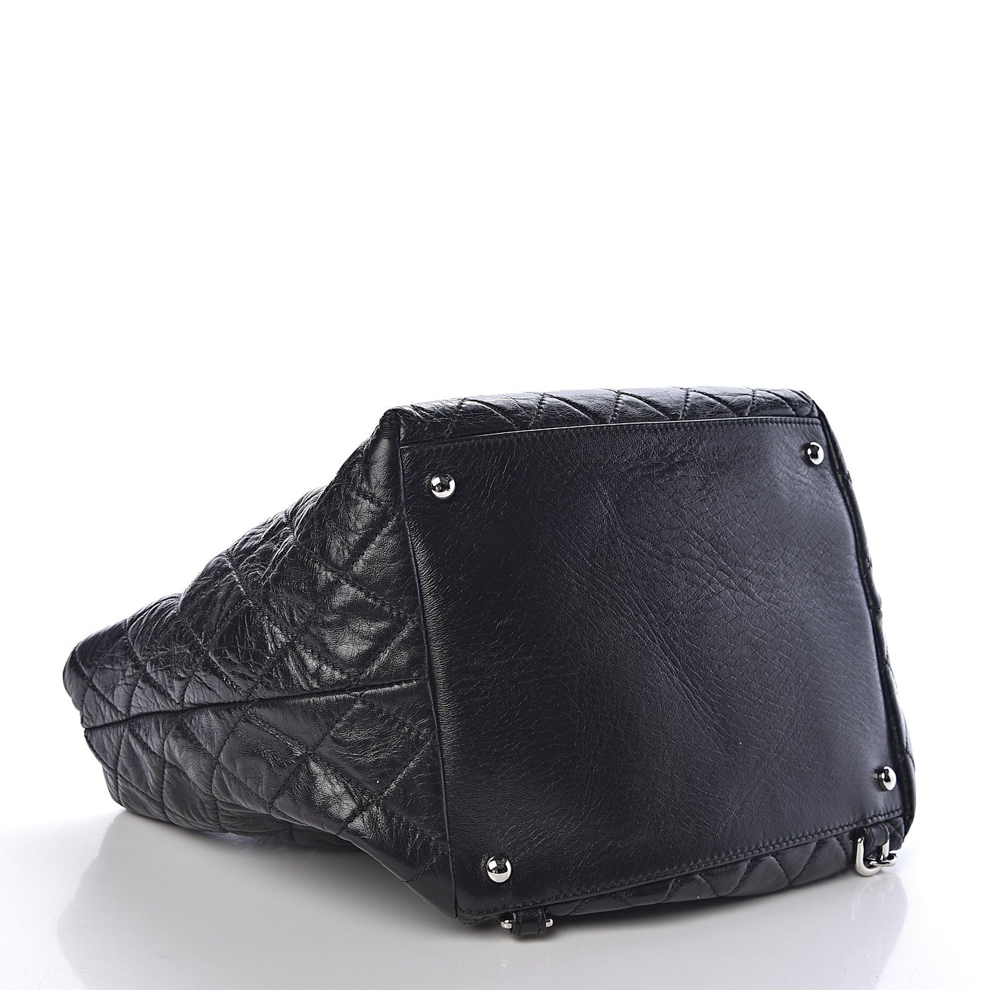 Glazed Calfskin Quilted Beijing Backpack Black