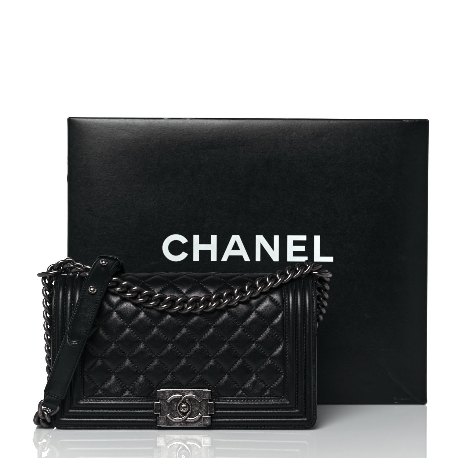 Chanel Lambskin Quilted Medium Boy Flap Black 18 of 18