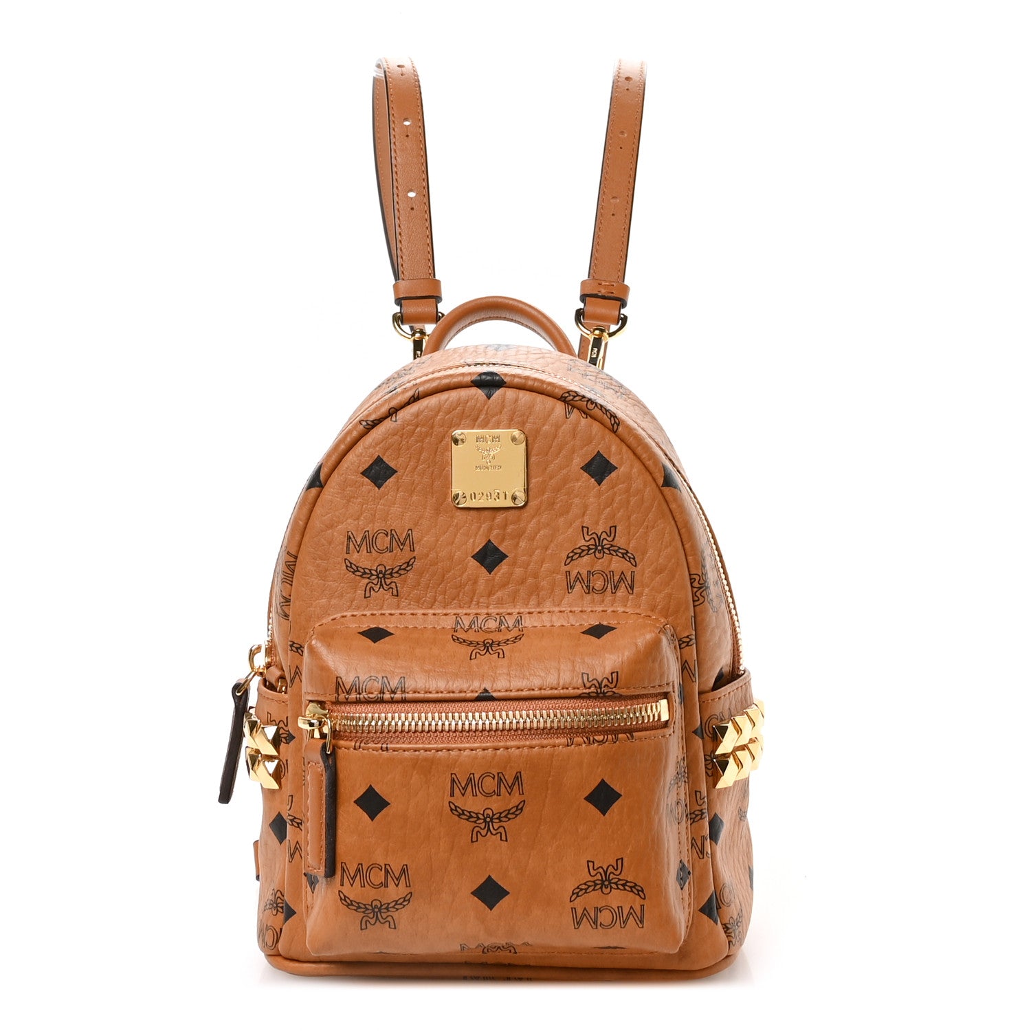 MCM Visetos Side Stud X-Mini Stark Backpack Cognac 1 of 10