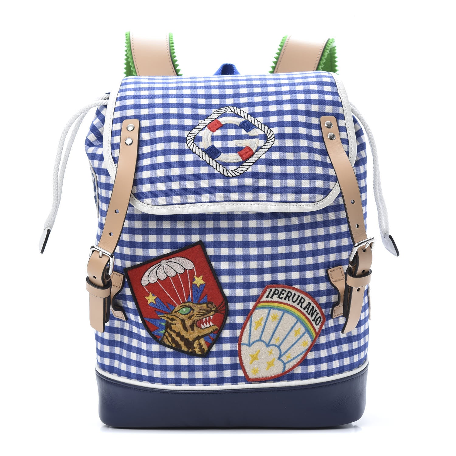 Gucci Coated Canvas Childrens Gingham Backpack Blue White 1 of 11