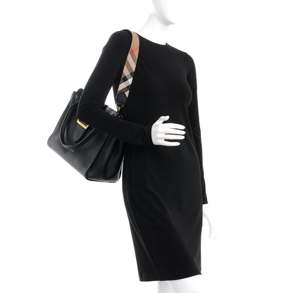 Burberry Soft Grain Calfskin Medium Buckle Tote Black 3 of 10