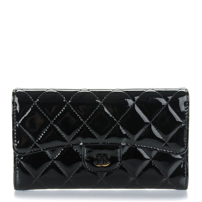 Chanel Patent Calfskin Quilted Large Flap Wallet Black 1 of 9