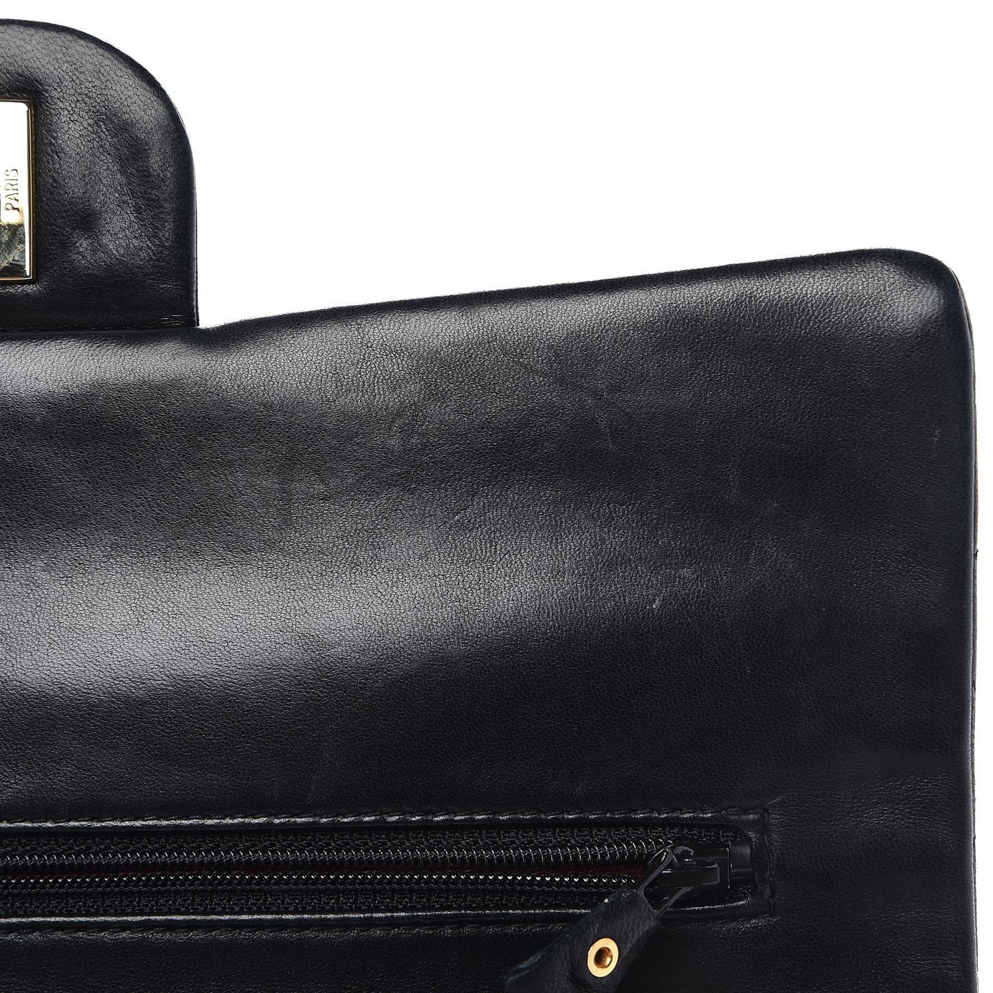 Lambskin Quilted Medium Double Flap Black