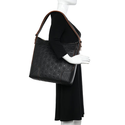 MCM Calfskin Ottomar Monogram Large Klara Hobo Black 2 of 9