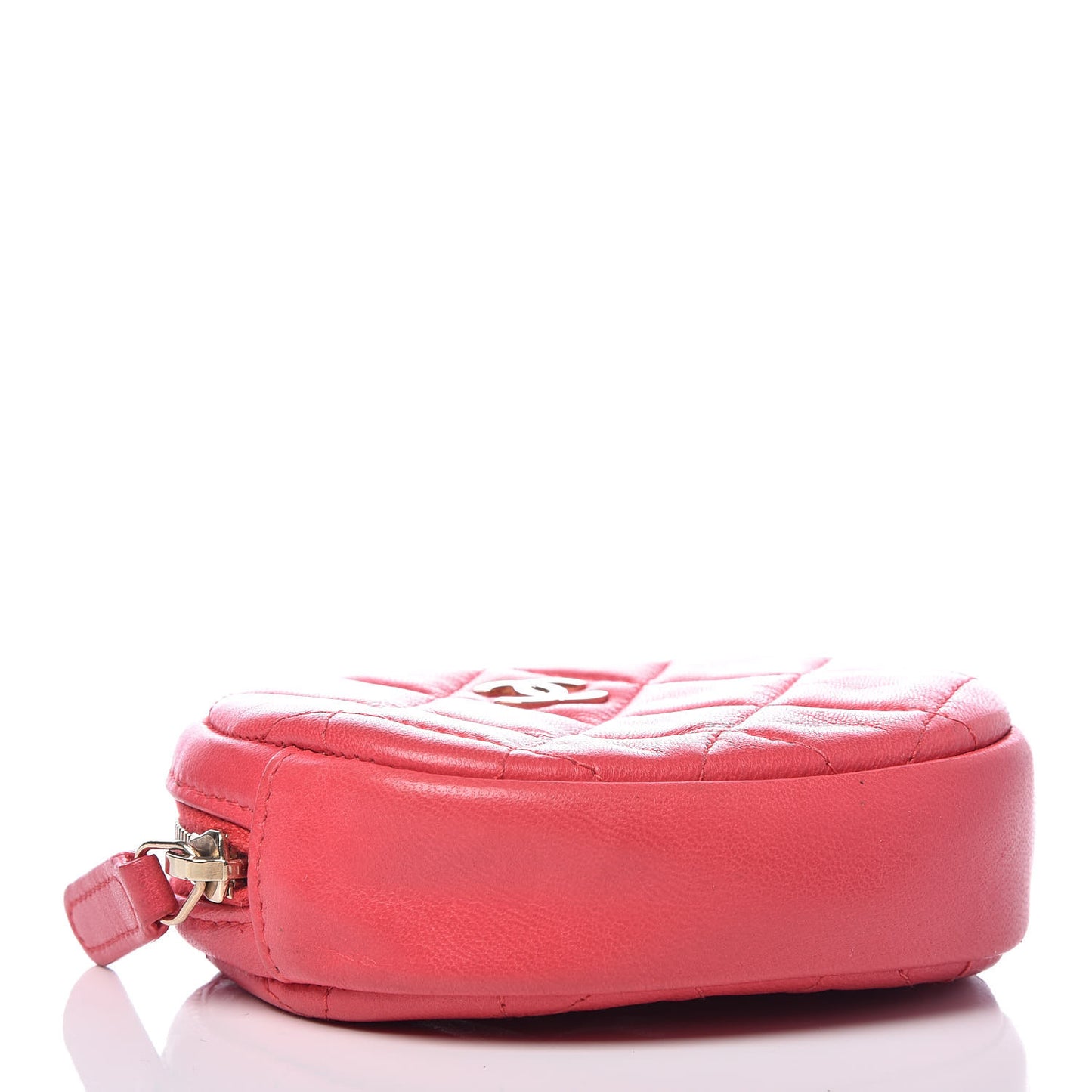 Lambskin Quilted Zip Around Classic Coin Purse Coral