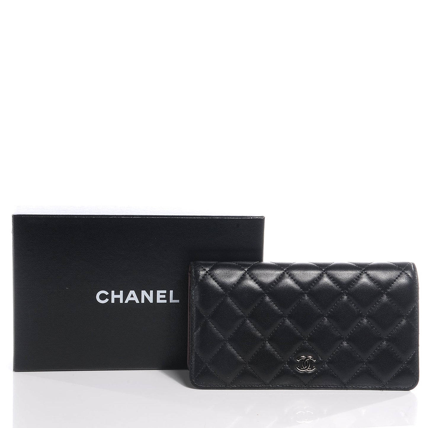 Lambskin Quilted Yen Wallet Black