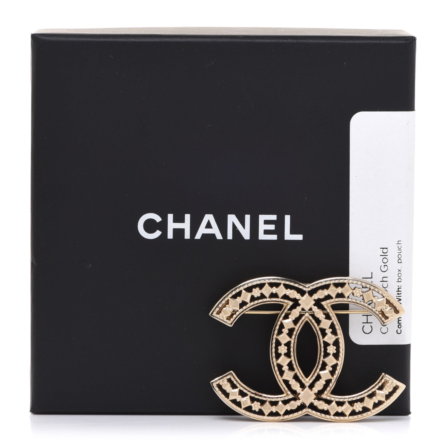 Metal CC Brooch Gold