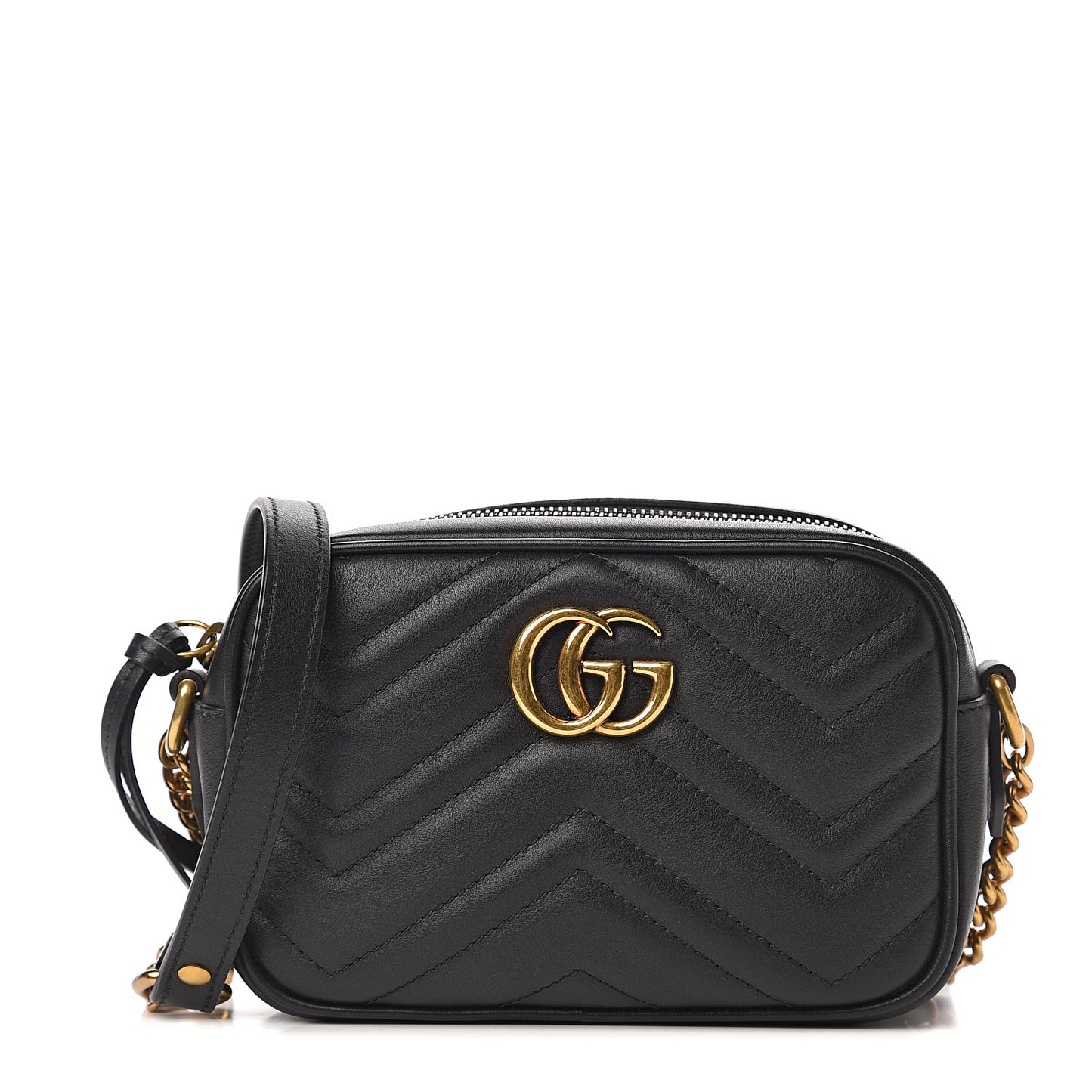 Calfskin Matelasse Mini GG Marmont Chain Shoulder Bag Black