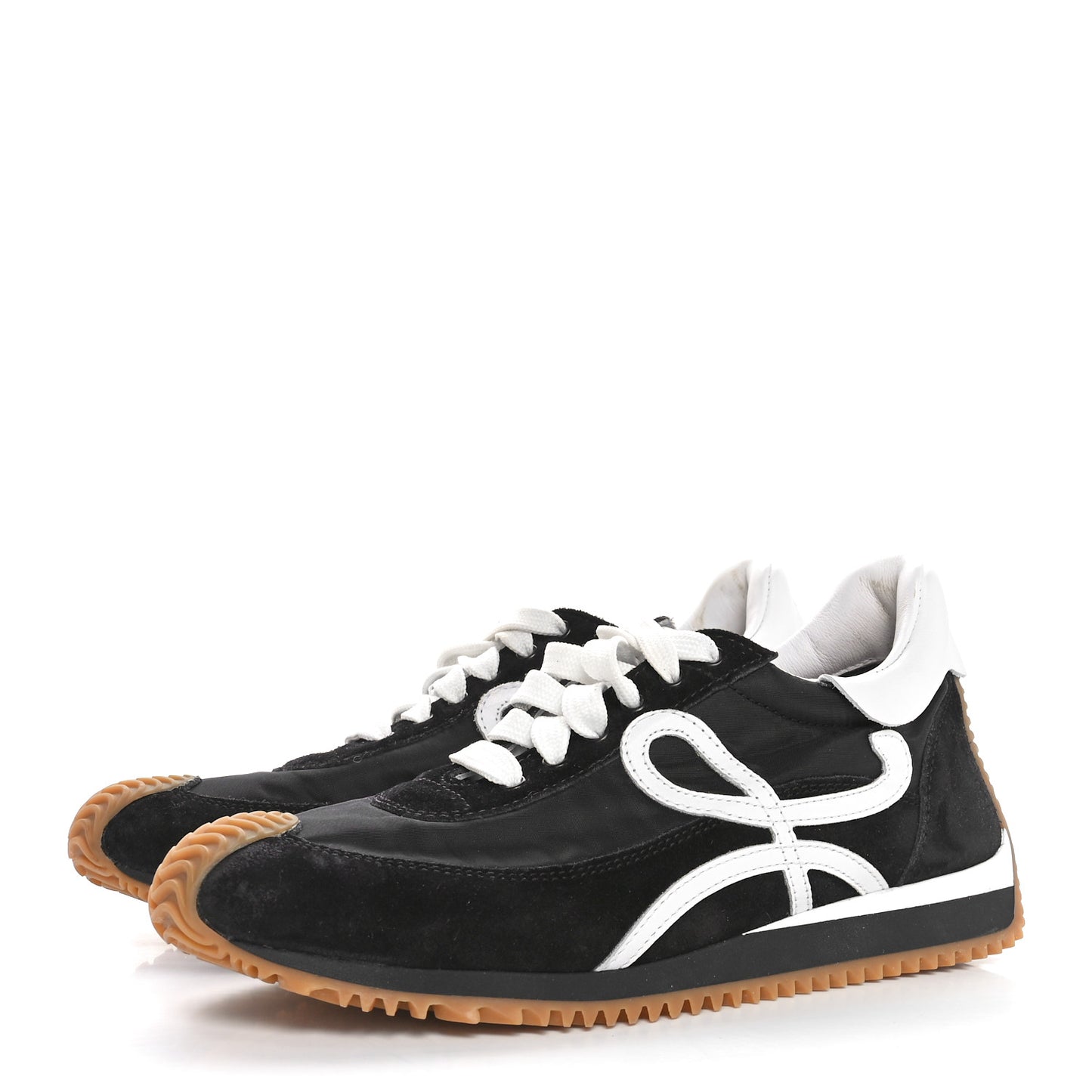 Nylon Suede Flow Runners Sneakers 36 Black