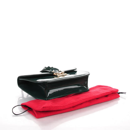 Valentino Garavani Patent Monochrome Mini Glam Lock Rockstud Flap Dark Green 4 of 8