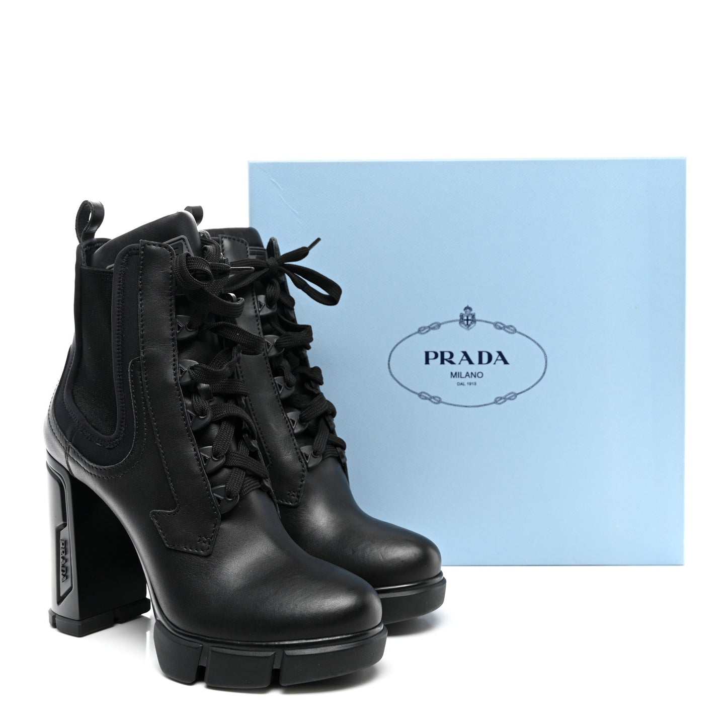Vitello Montana Neoprene Lace Up Chelsea 110mm Ankle Boots 41 Black