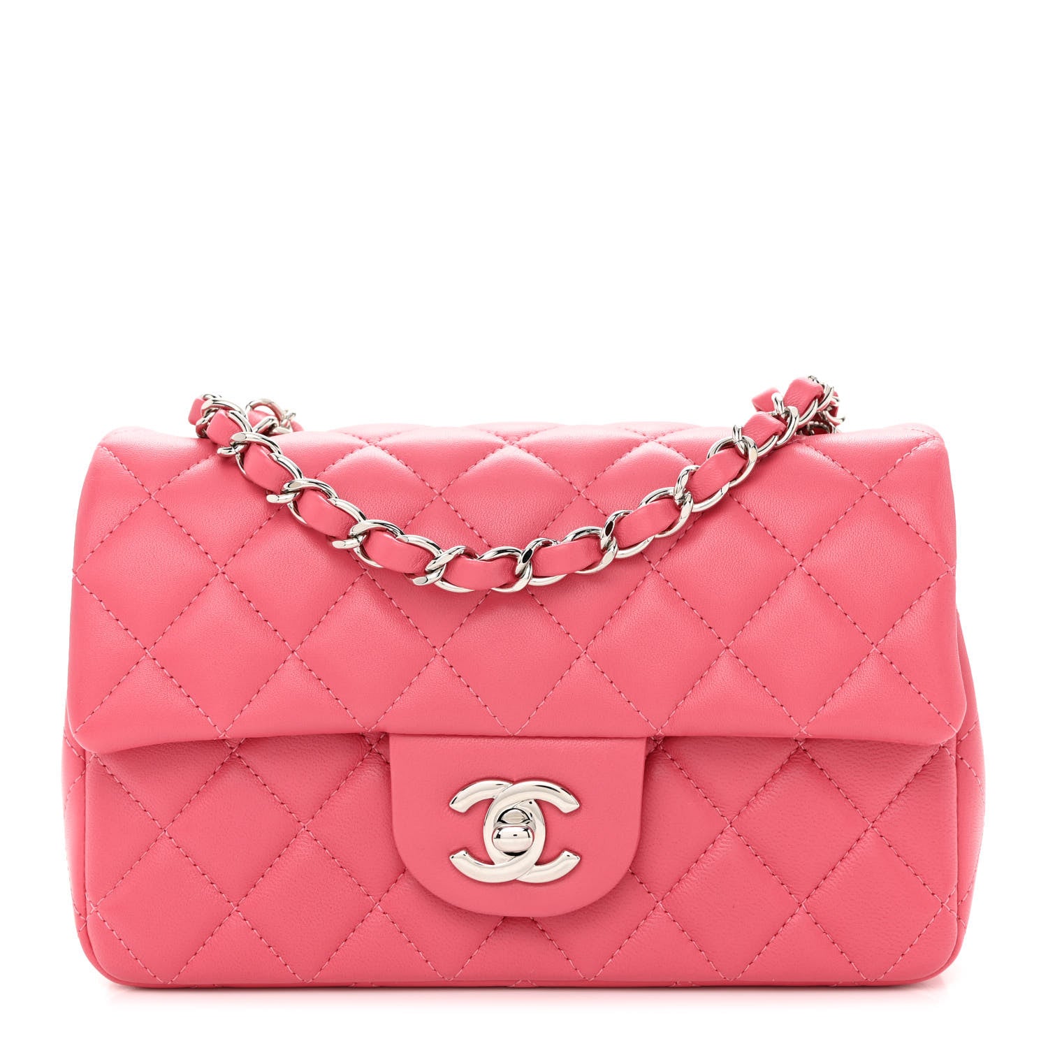 Chanel Lambskin Quilted Mini Rectangular Flap Pink 1 of 10