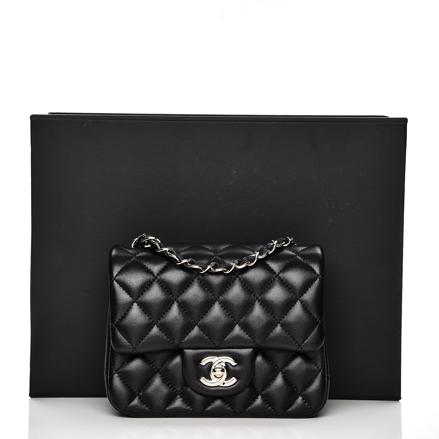 Lambskin Quilted Mini Square Flap Black