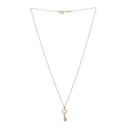 Tiffany 18K Rose Gold Mini Oval Key Pendant Necklace 3 of 4