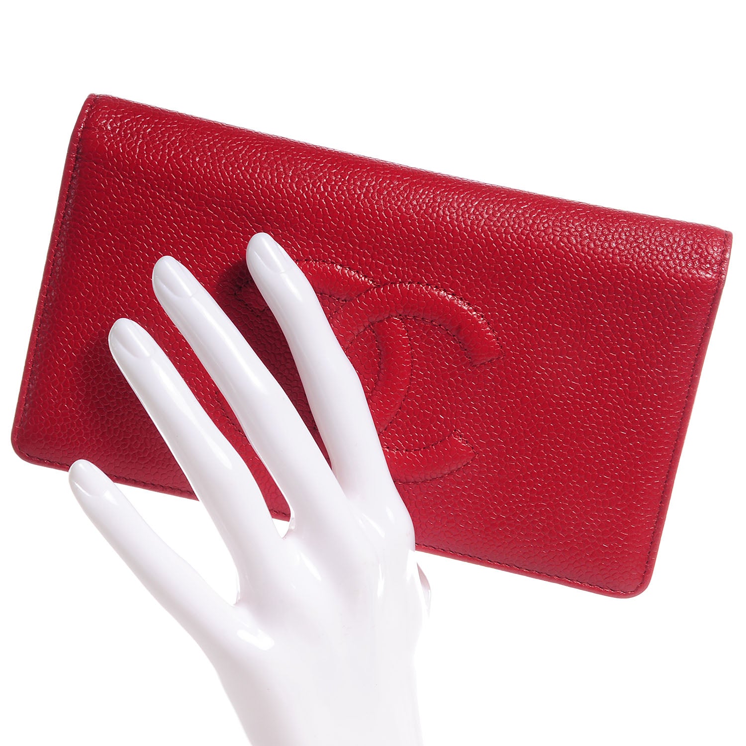 Chanel Caviar Yen CC Wallet Red 2 of 9