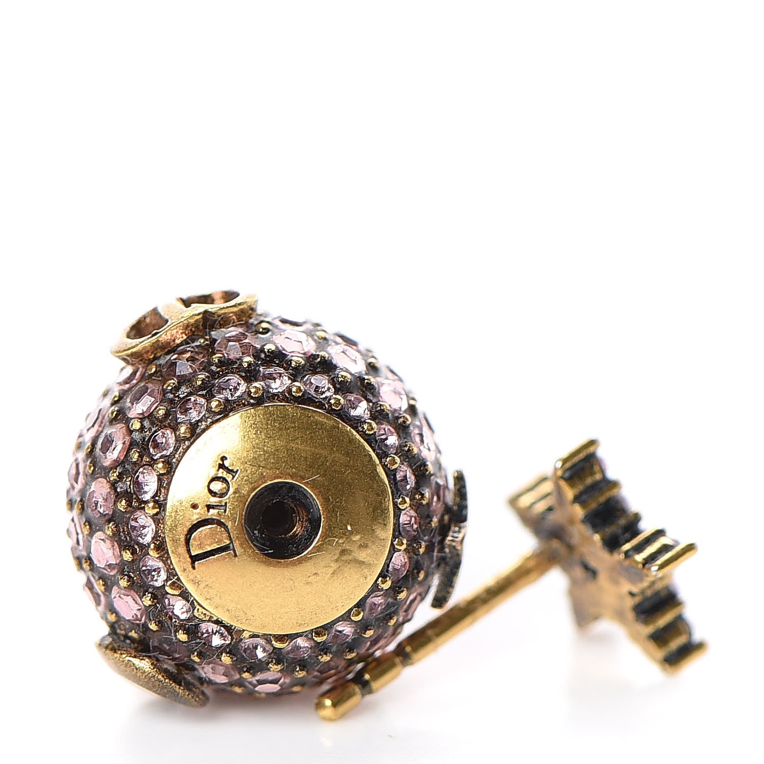 Christian Dior Crystal Star Moon Tribal Earrings Pink Gold 4 of 5