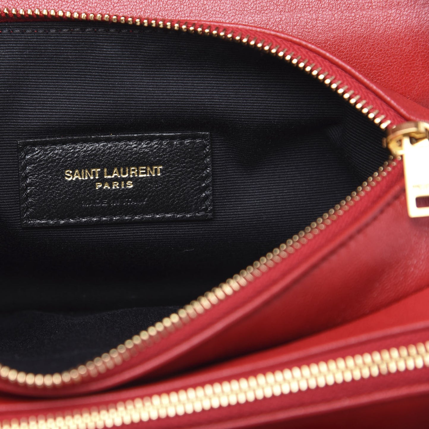 Lambskin Diamond Quilted Monogram Angie Chain Bag Red