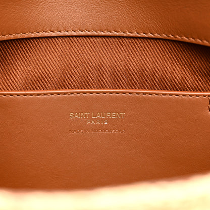 Saint Laurent Raffia Calfskin Medium Monogram Solferino Satchel Naturale Brick 6 of 13