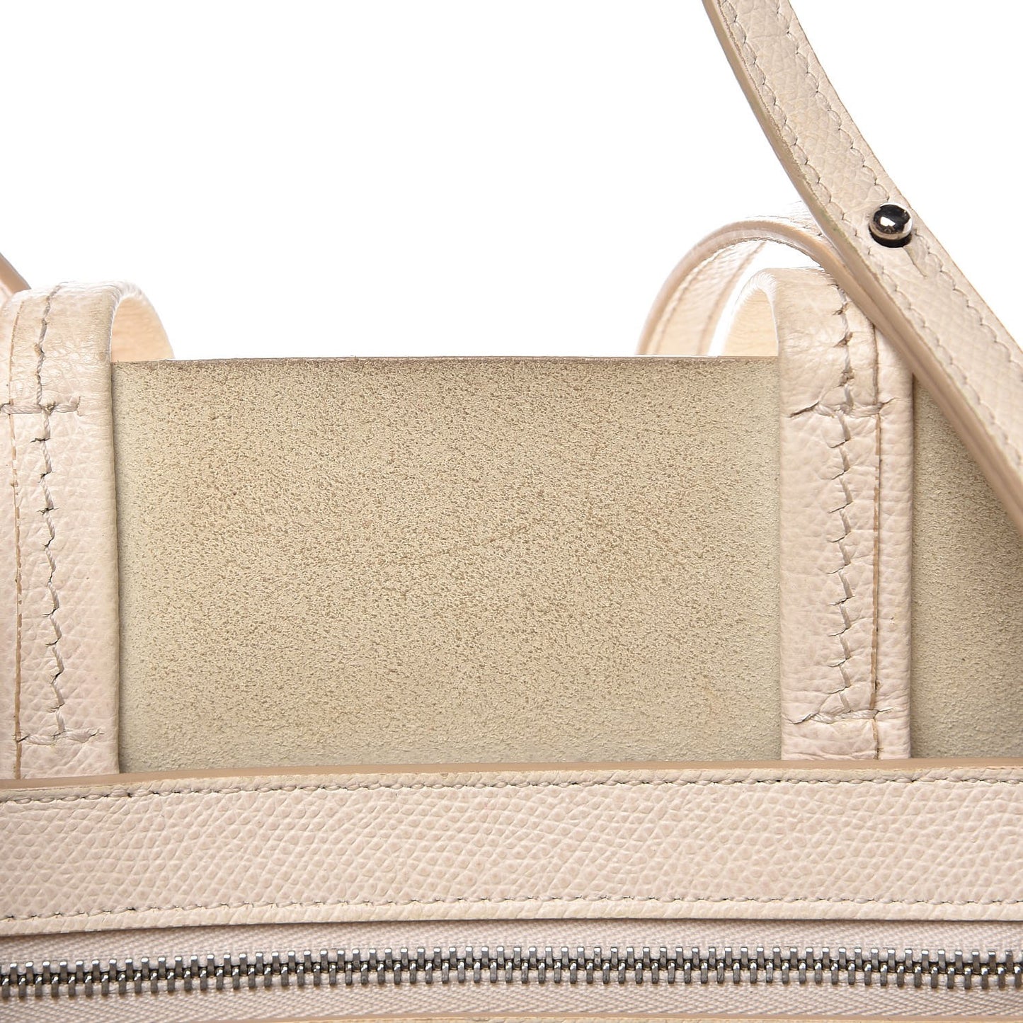 Grained Calfskin Small Vertical Bi-Cabas Cream Black