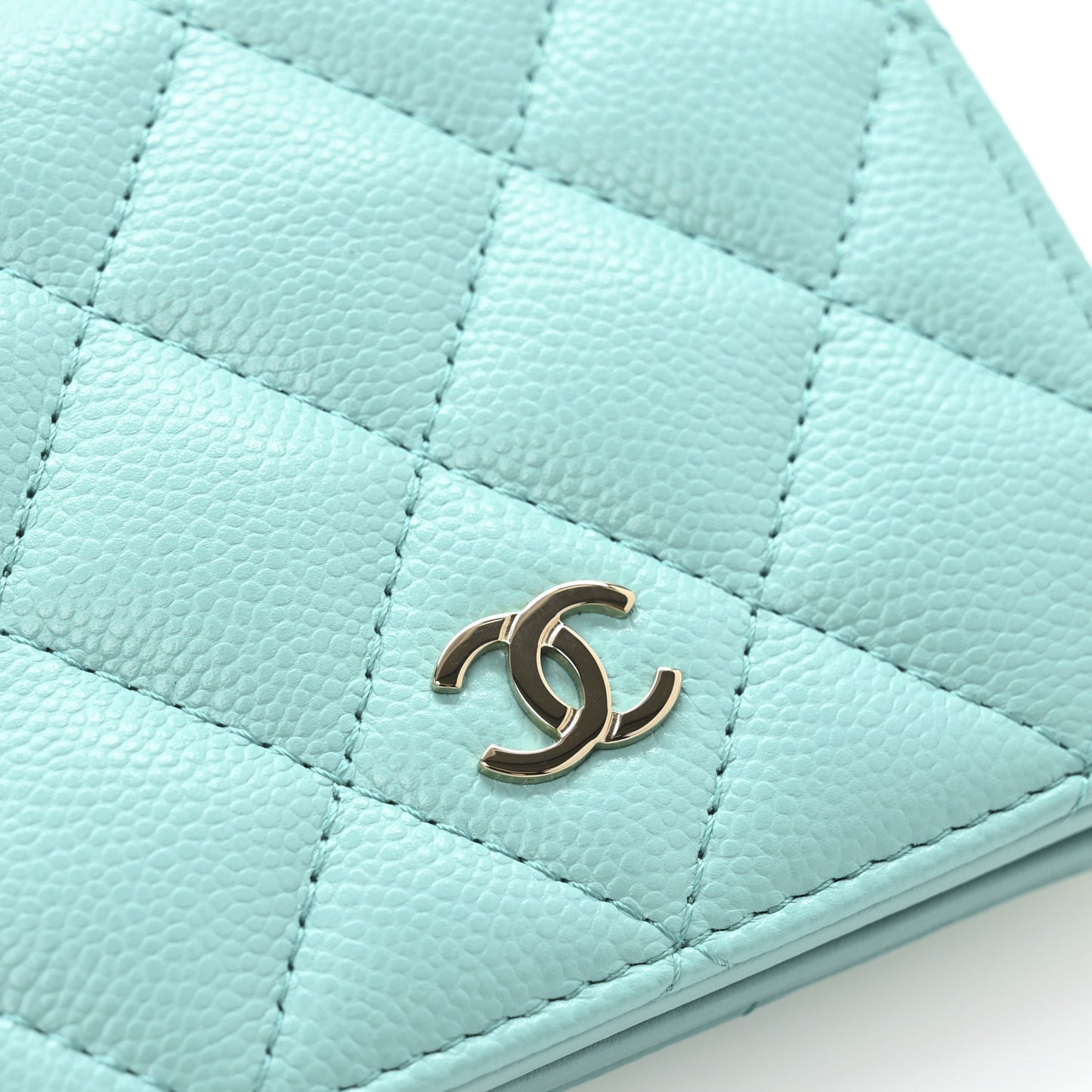 Caviar Quilted Compact Bifold Wallet Light Blue