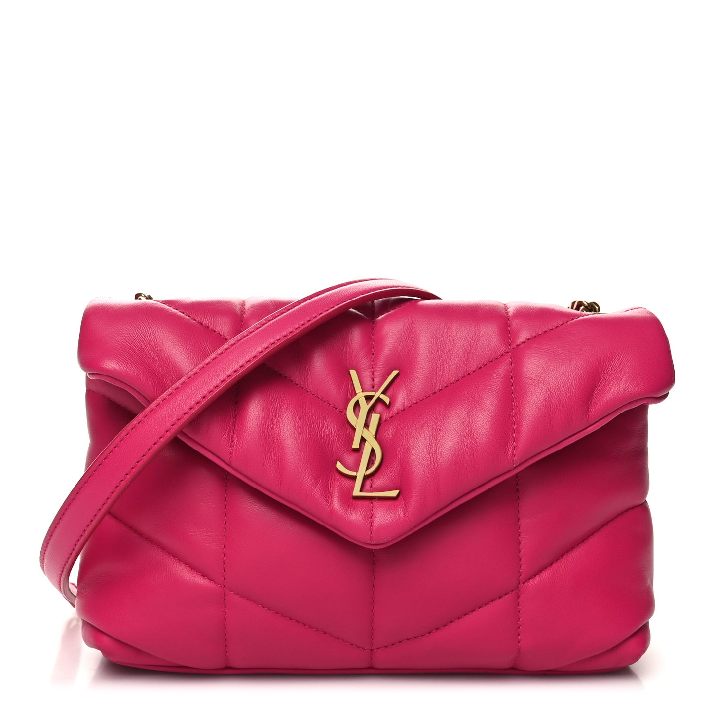 Lambskin Quilted Toy Loulou Puffer Monogram Chain Satchel Bubblegum