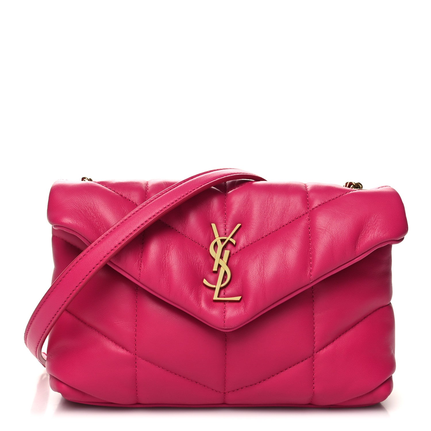 Saint Laurent Lambskin Quilted Toy Loulou Puffer Monogram Chain Satchel Bubblegum 1 of 10