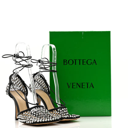 Bottega Veneta Mesh Nappa Crystal Embellished Sparkle Stretch Ankle Tie Sandals 41 Black 12 of 12