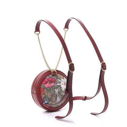 Gucci GG Supreme Monogram Web Flora Mini Ophidia Round Backpack Red 2 of 9