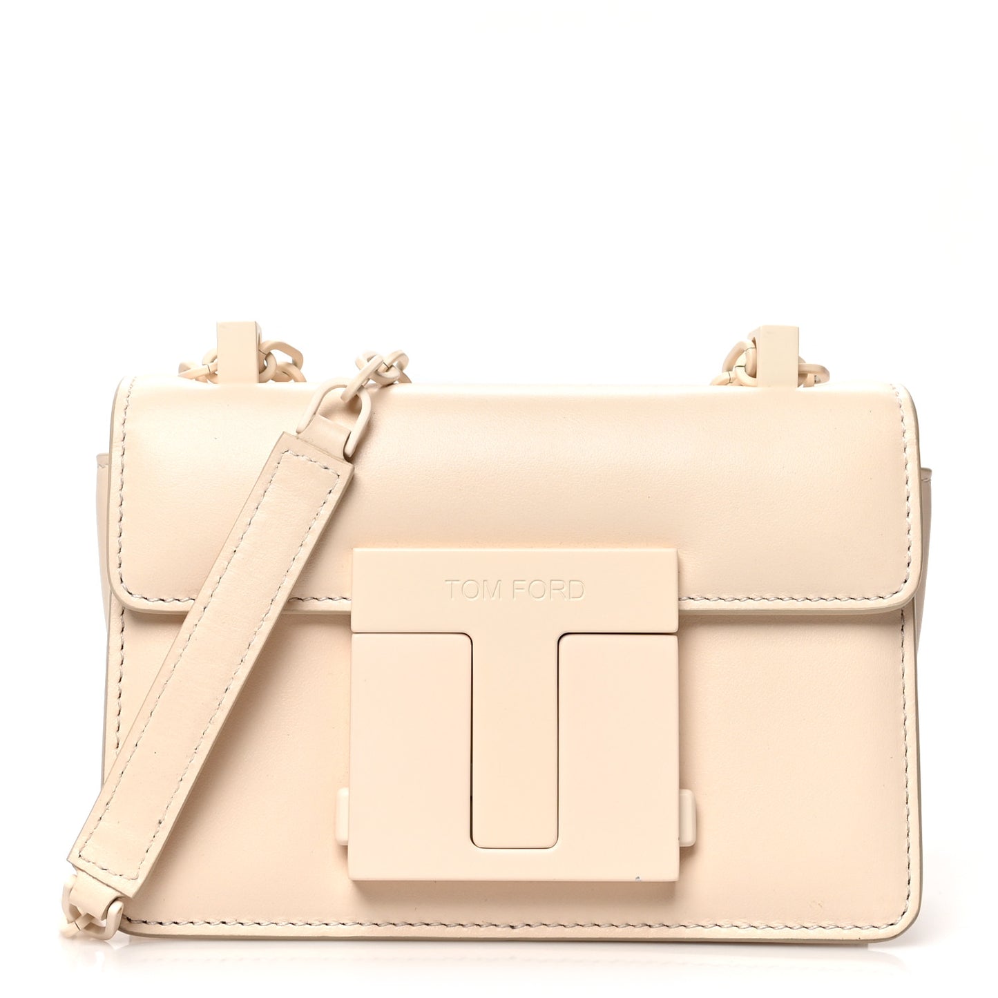 Calfskin Small T Clasp Chain Bag Vanilla