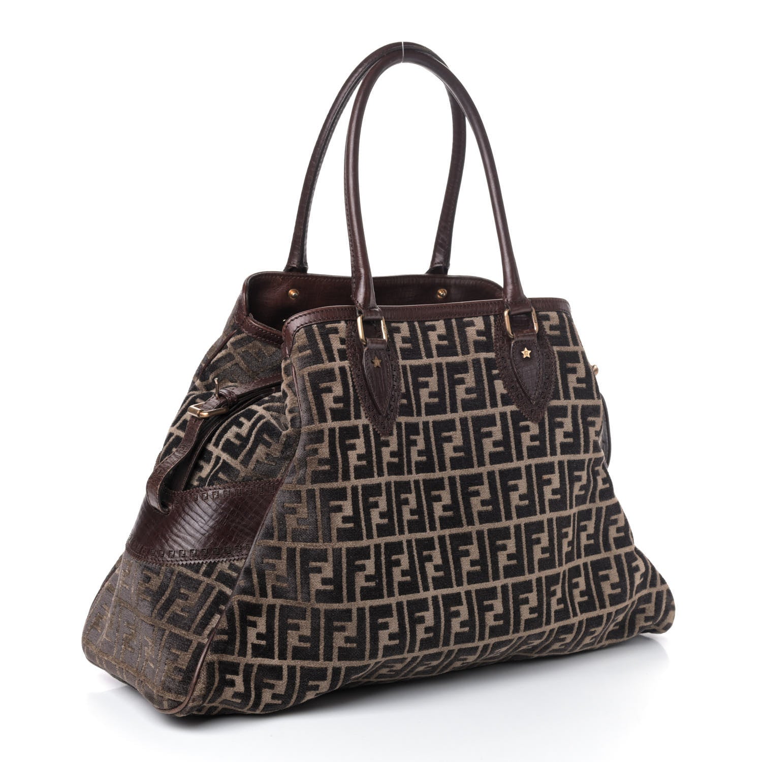 Fendi Velvet Zucca Vitello Large Bag De Jour Fango 2 of 5
