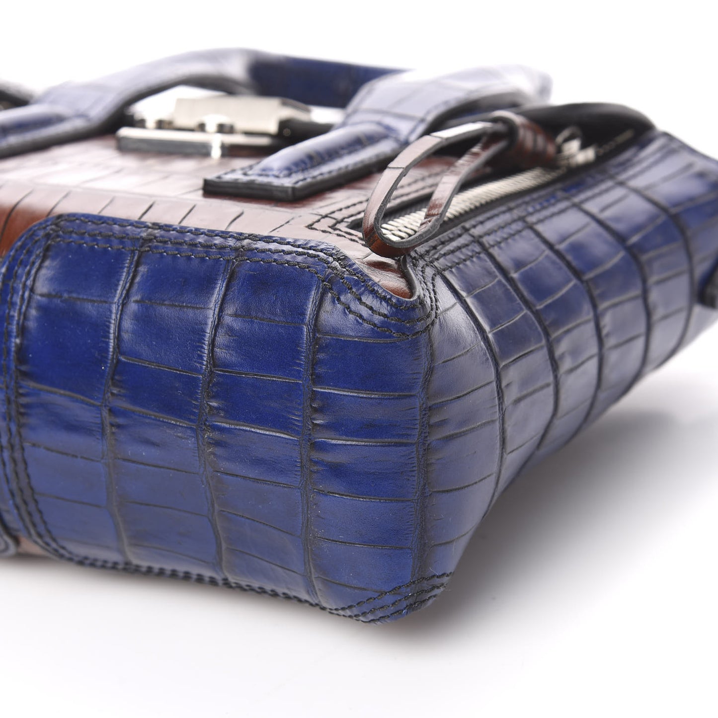 3.1 Calfskin Crocodile Embossed Mini Pashli Black Multicolor