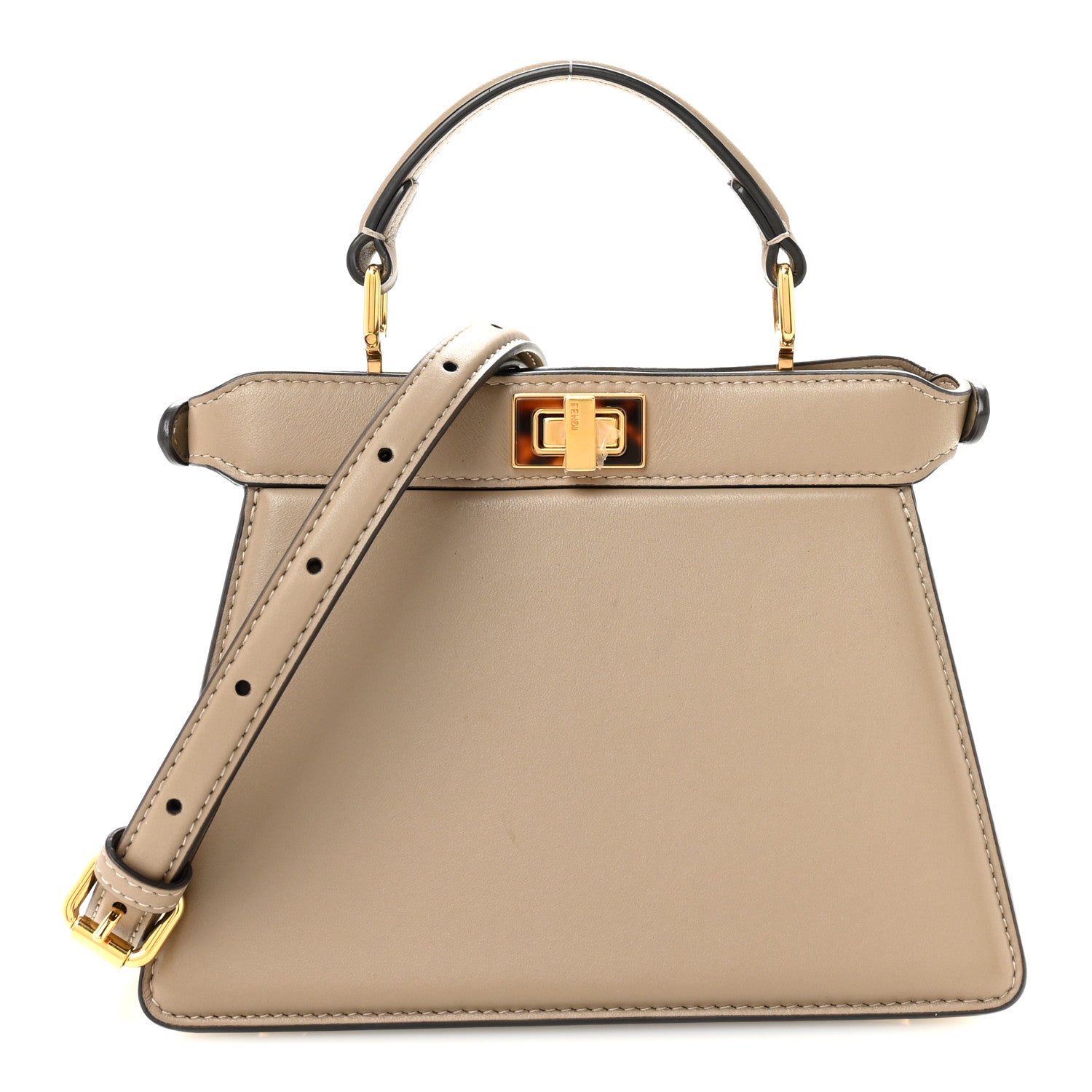 Fendi Shiny Nappa Petite Peekaboo I SEE U Satchel Tortora 1 of 11