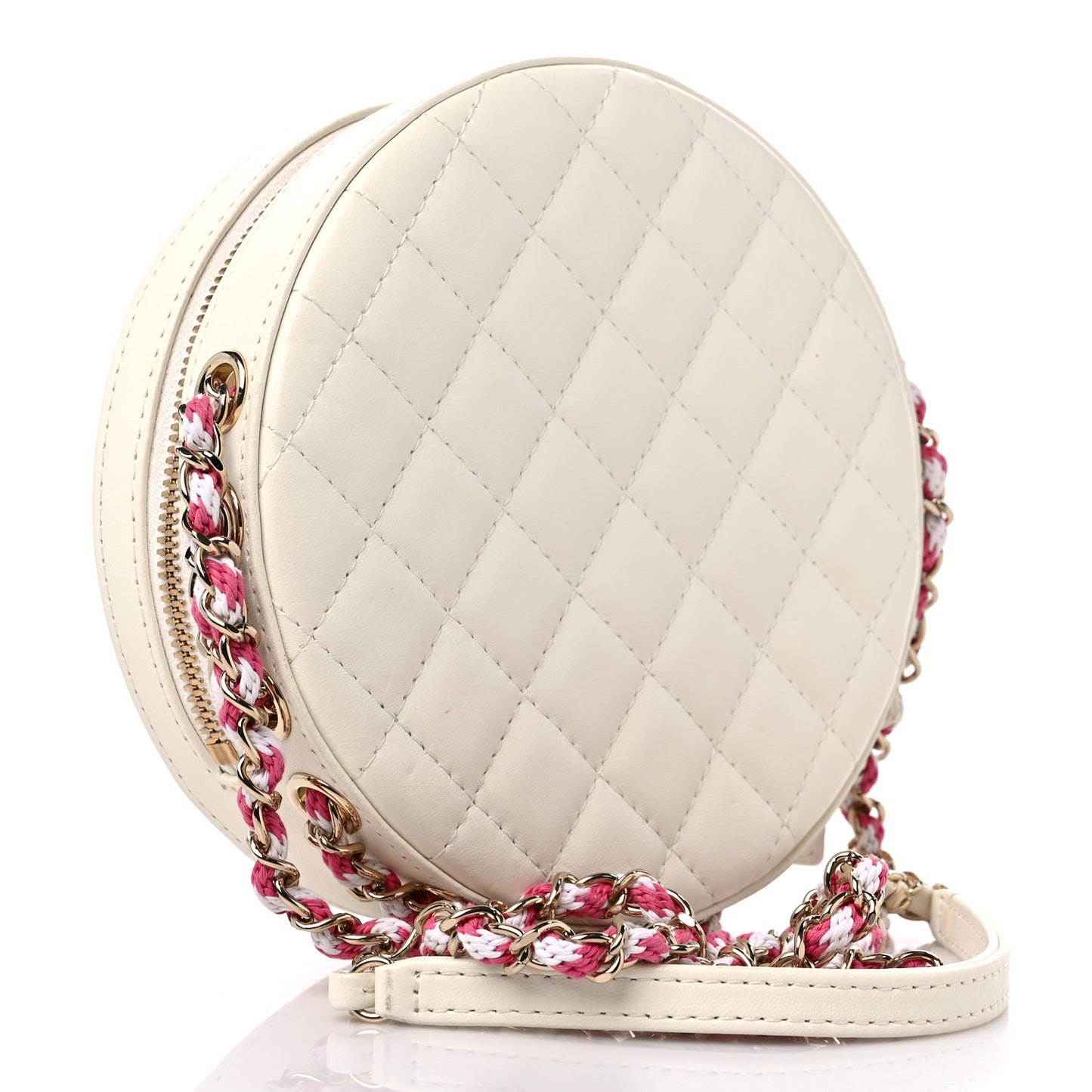 Lambskin Coco Lifesaver Round Bag Pink White